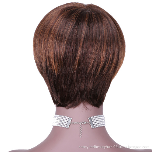 machine made hair wigs Human Hair Short Pixie Wigs for Women Human Hair Cut Short Wig with bangs